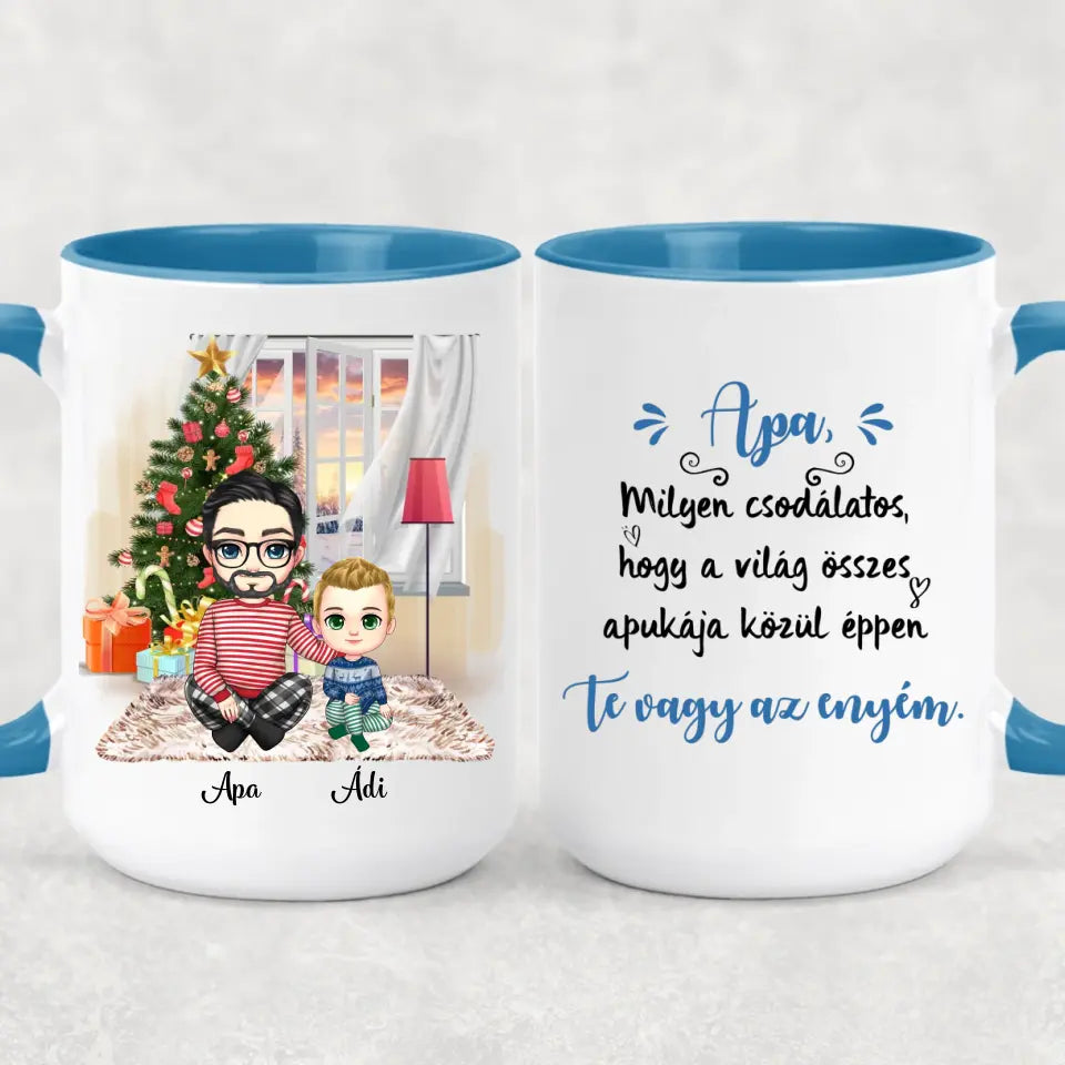 Egyedi karácsonyi bögre édesapáknak - chibi apa