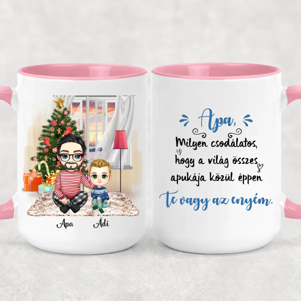 Egyedi karácsonyi bögre édesapáknak - chibi apa