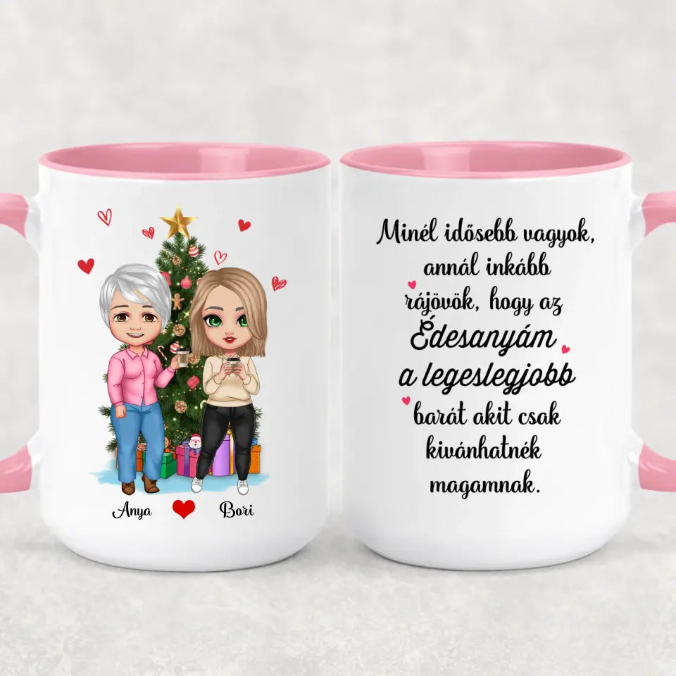 Egyedi karácsonyi bögre édesanyáknak - anya és lánya