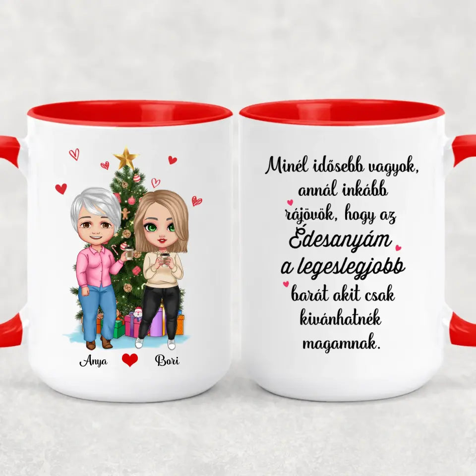Egyedi karácsonyi bögre édesanyáknak - anya és lánya