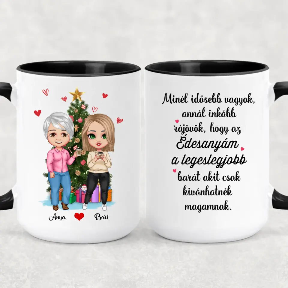 Egyedi karácsonyi bögre édesanyáknak - anya és lánya
