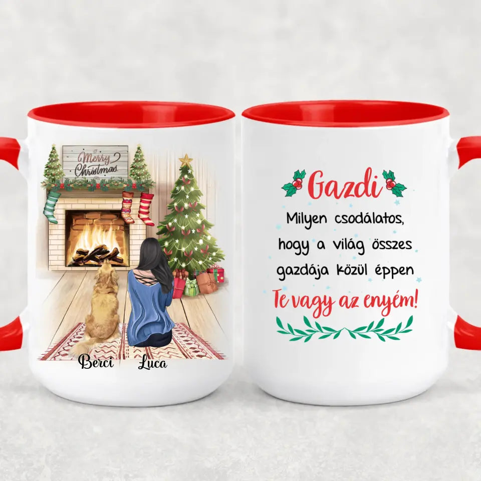 Egyedi karácsonyi bögre gazdiknak - akár 3 kedvenccel
