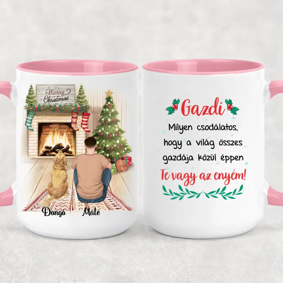 Egyedi karácsonyi bögre gazdiknak - fiú, akár 3 kedvenccel