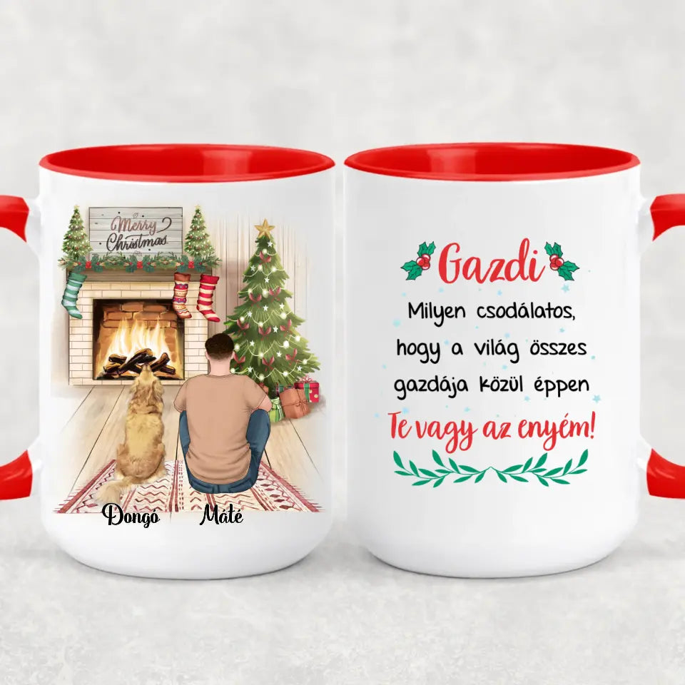 Egyedi karácsonyi bögre gazdiknak - fiú, akár 3 kedvenccel