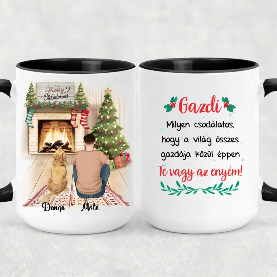 Egyedi karácsonyi bögre gazdiknak - fiú, akár 3 kedvenccel