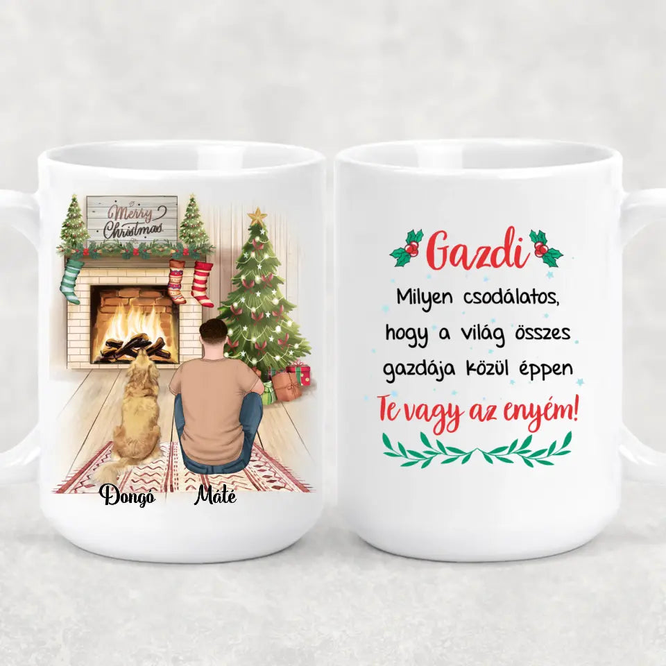 Egyedi karácsonyi bögre gazdiknak - fiú, akár 3 kedvenccel