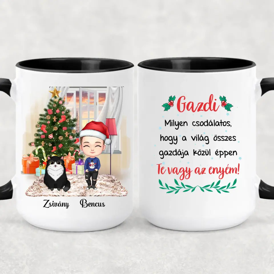 Egyedi karácsonyi cicás bögre gyerekeknek - akár 4 cicával