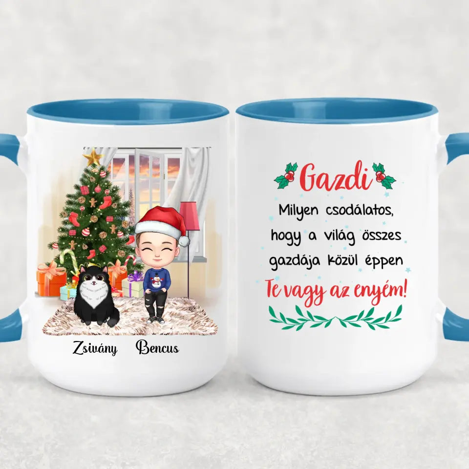 Egyedi karácsonyi cicás bögre gyerekeknek - akár 4 cicával