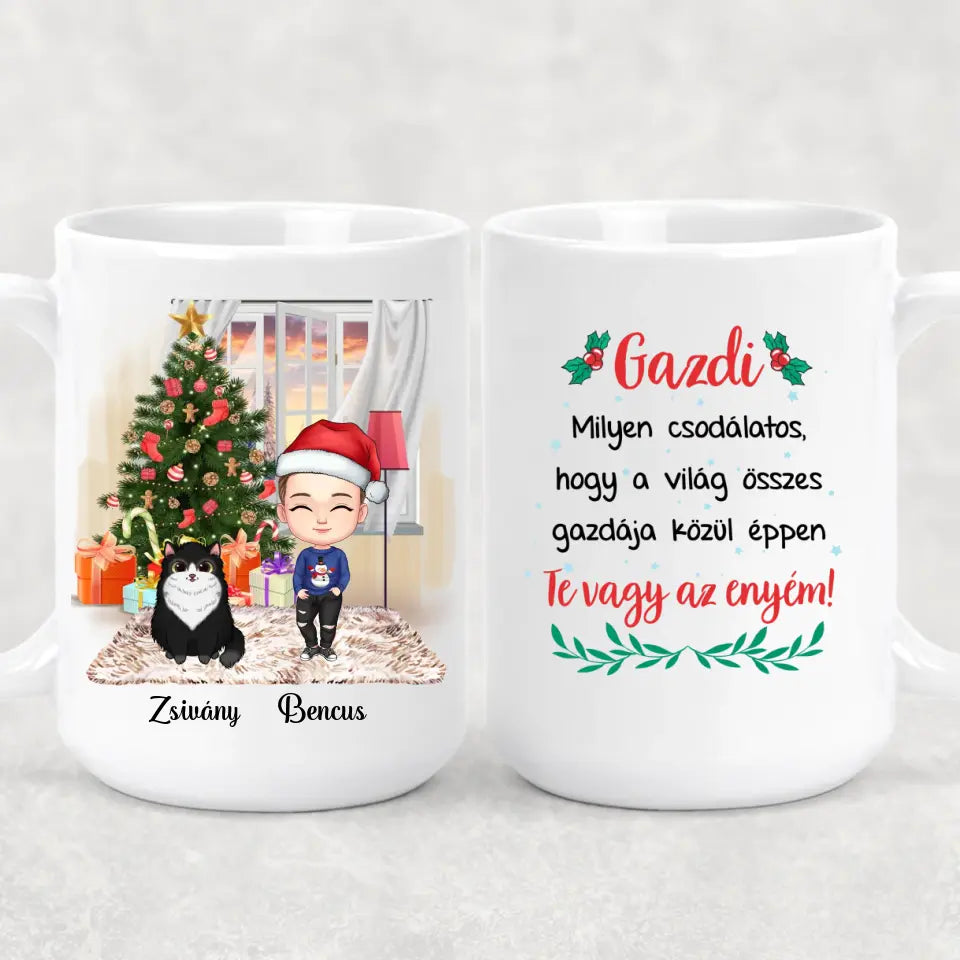 Egyedi karácsonyi cicás bögre gyerekeknek - akár 4 cicával