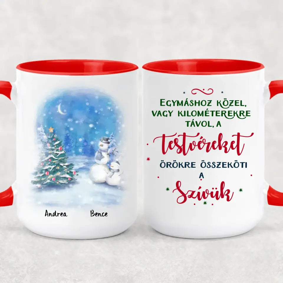 Egyedi karácsonyi bögre testvéreknek - akár 8 tesó