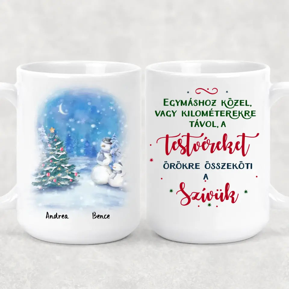 Egyedi karácsonyi bögre testvéreknek - akár 8 tesó