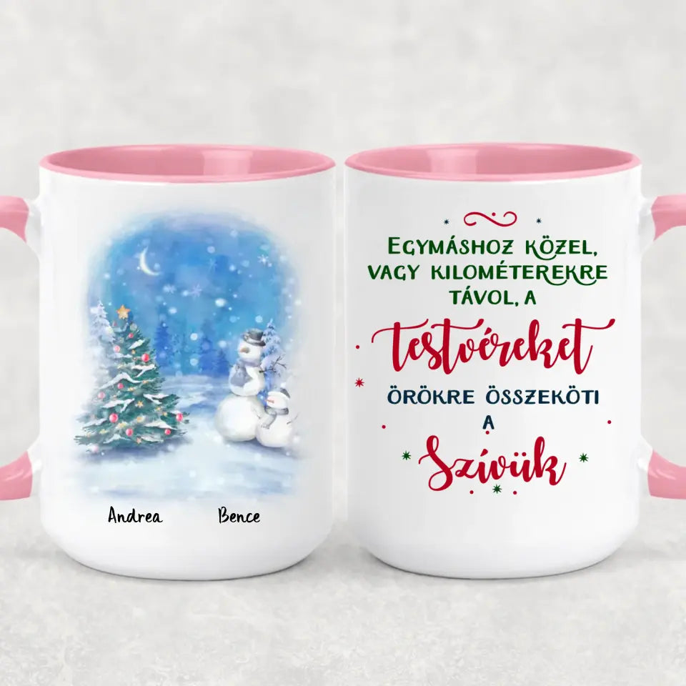 Egyedi karácsonyi bögre testvéreknek - akár 8 tesó