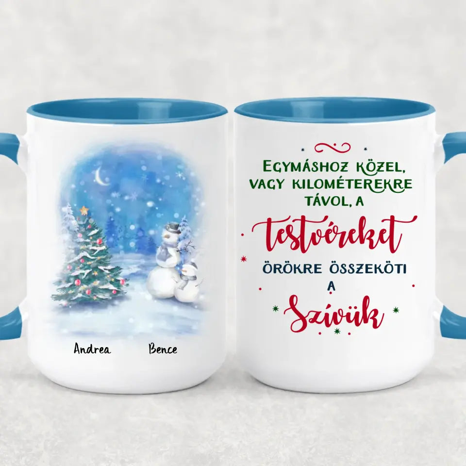 Egyedi karácsonyi bögre testvéreknek - akár 8 tesó