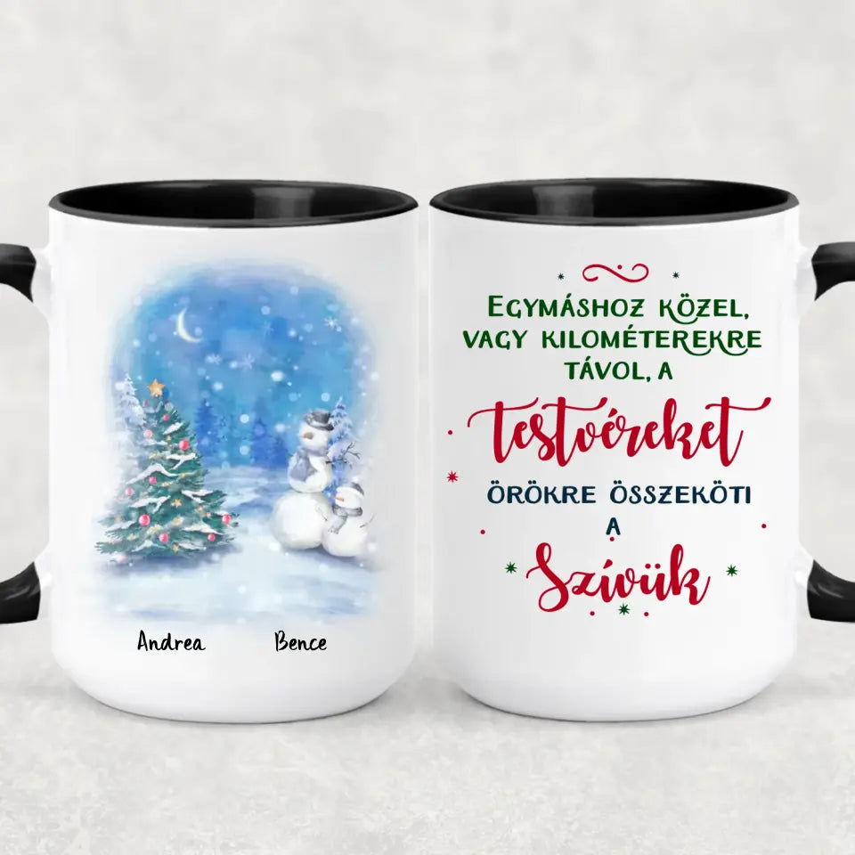 Egyedi karácsonyi bögre testvéreknek - akár 8 tesó