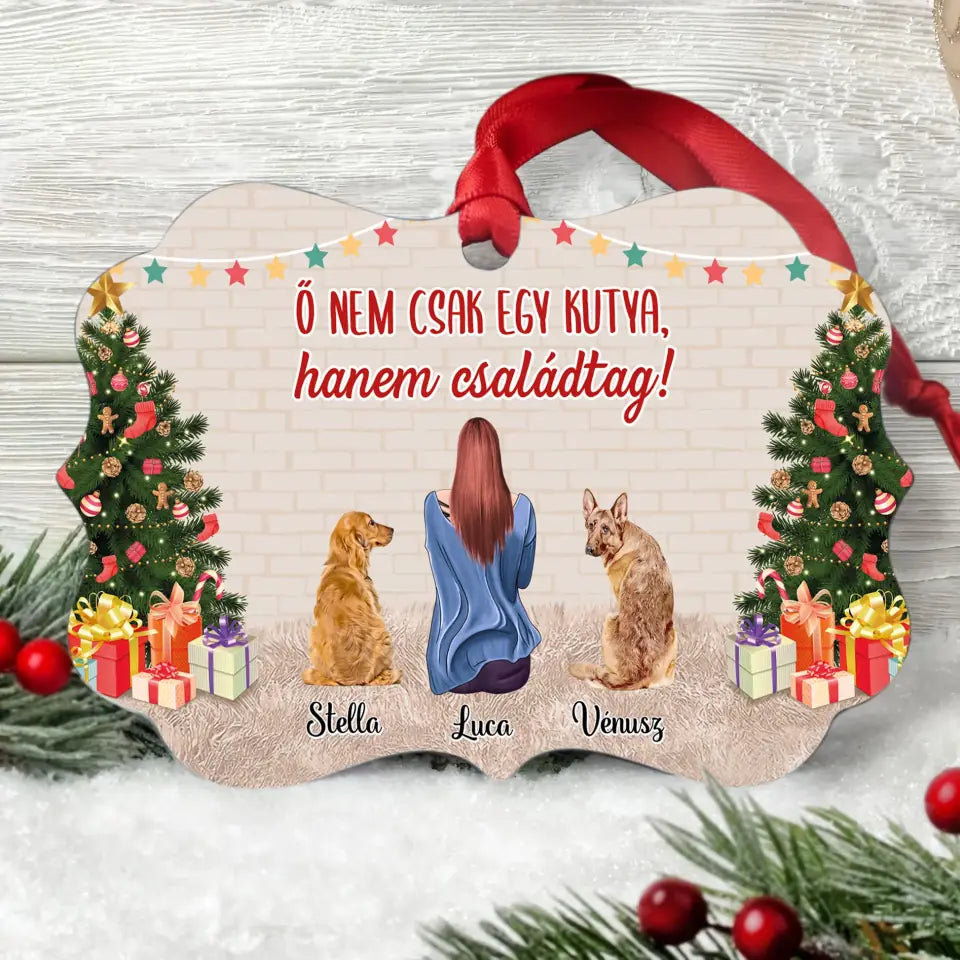 Egyedi kutyás karácsonyfadísz - lány és akár 4 kutya