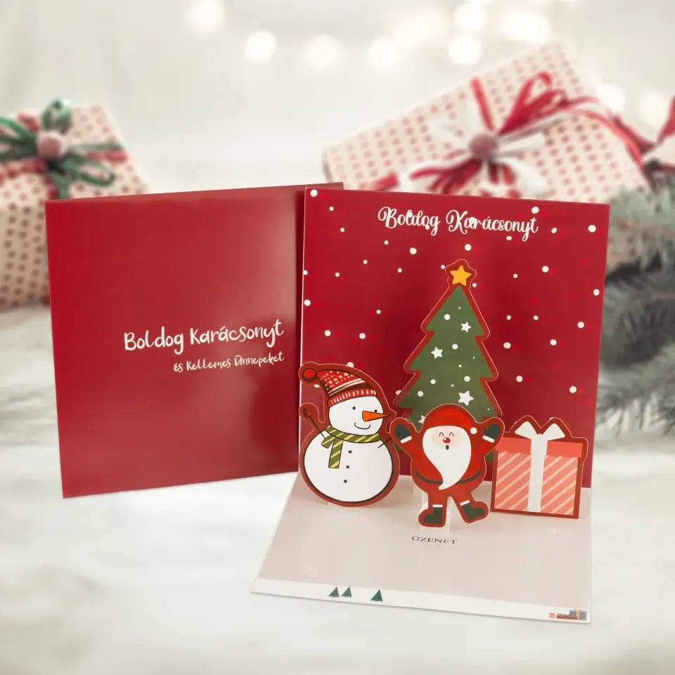 3D-s karácsonyi üdvözlőlap borítékkal