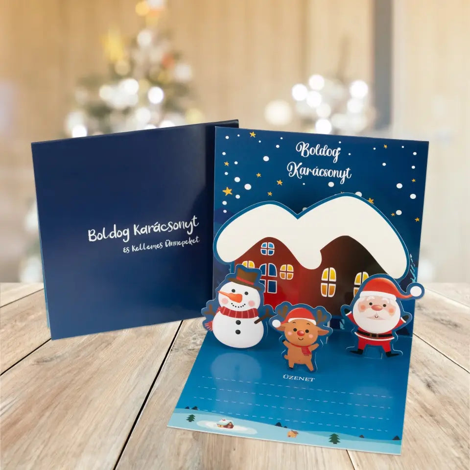3D-s karácsonyi üdvözlőlap borítékkal