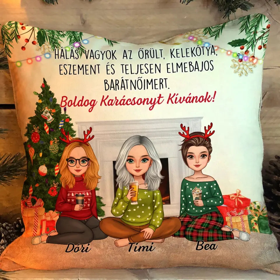 Egyedi karácsonyi párna barátnőknek - hálás vagyok