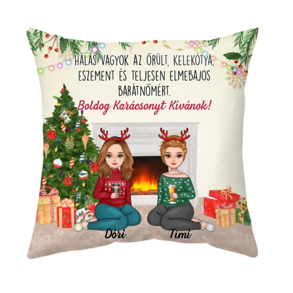 Egyedi karácsonyi párna barátnőknek - hálás vagyok