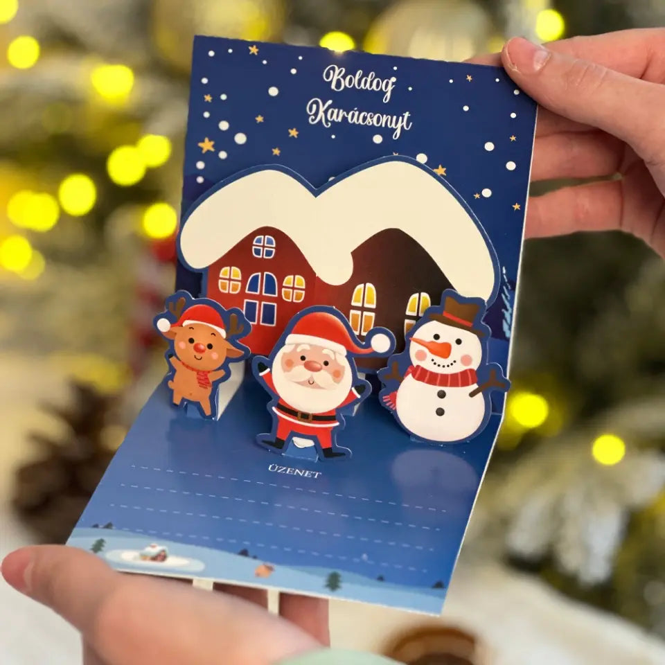 3D-s karácsonyi üdvözlőlap borítékkal
