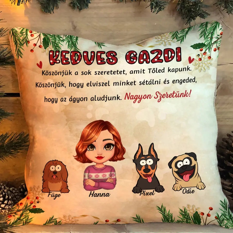 Egyedi párna gazdiknak - karácsonyi kutyusok