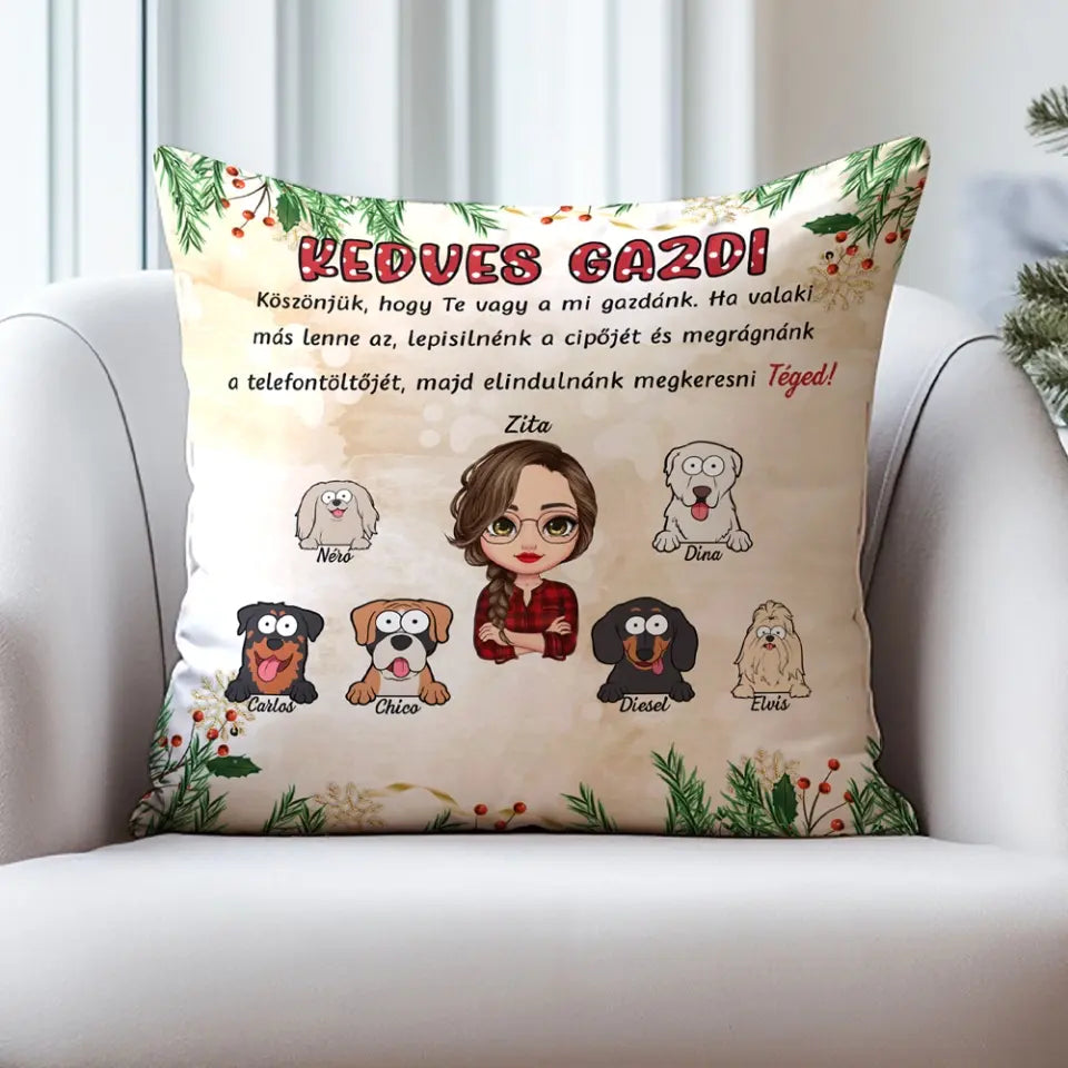 Egyedi párna gazdiknak - karácsonyi kutyusok