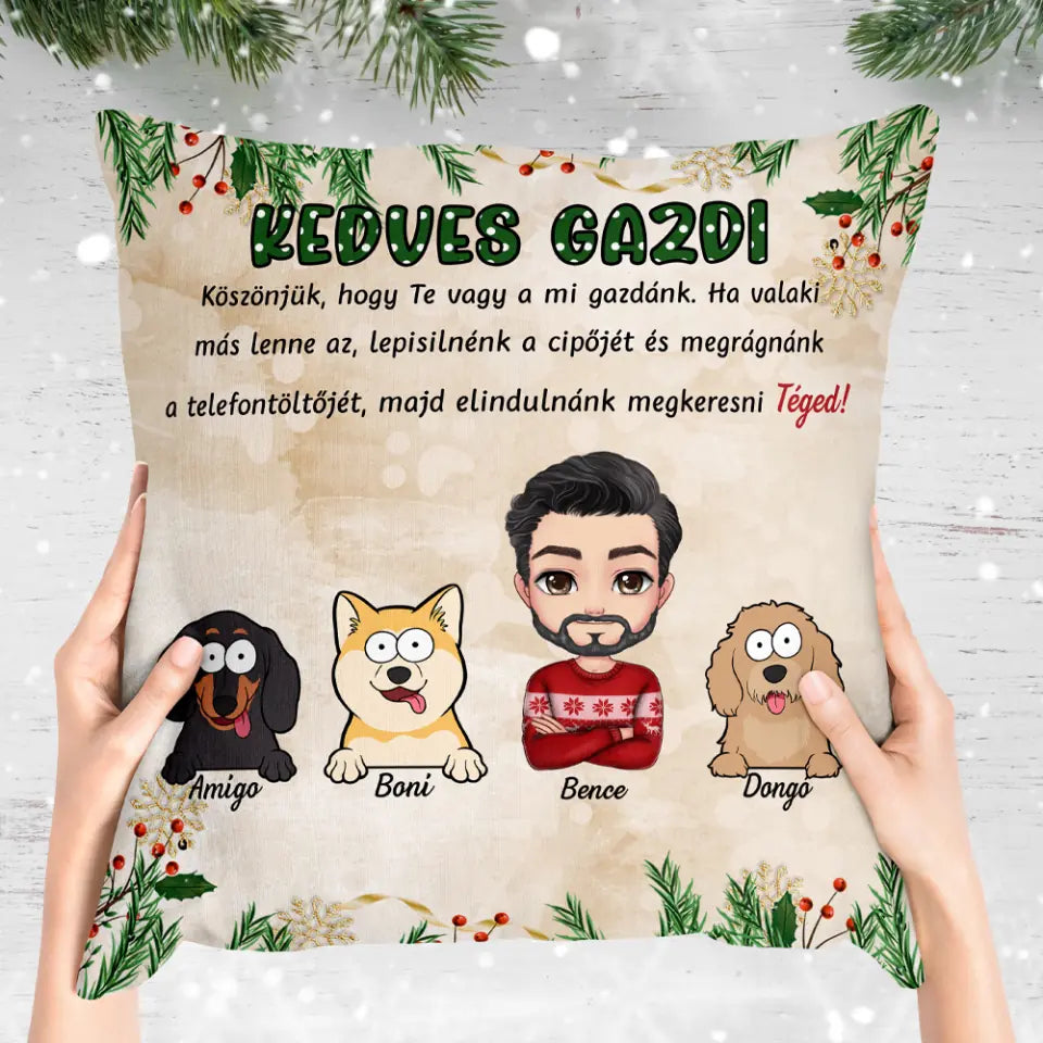 Egyedi párna fiú gazdiknak - karácsonyi kutyusok