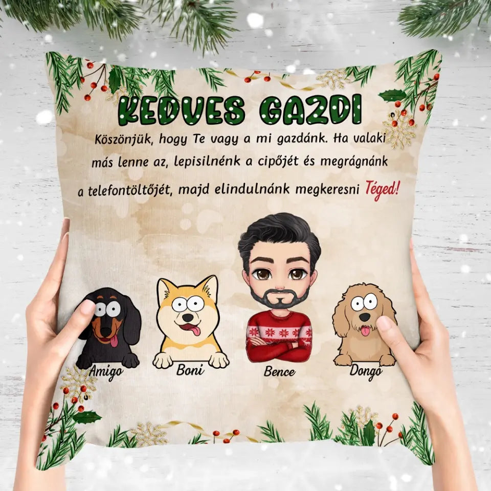 Egyedi párna fiú gazdiknak - karácsonyi kutyusok