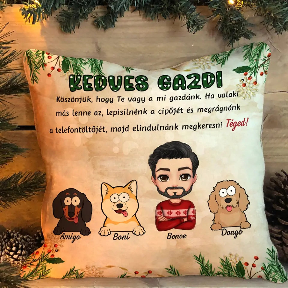 Egyedi párna fiú gazdiknak - karácsonyi kutyusok