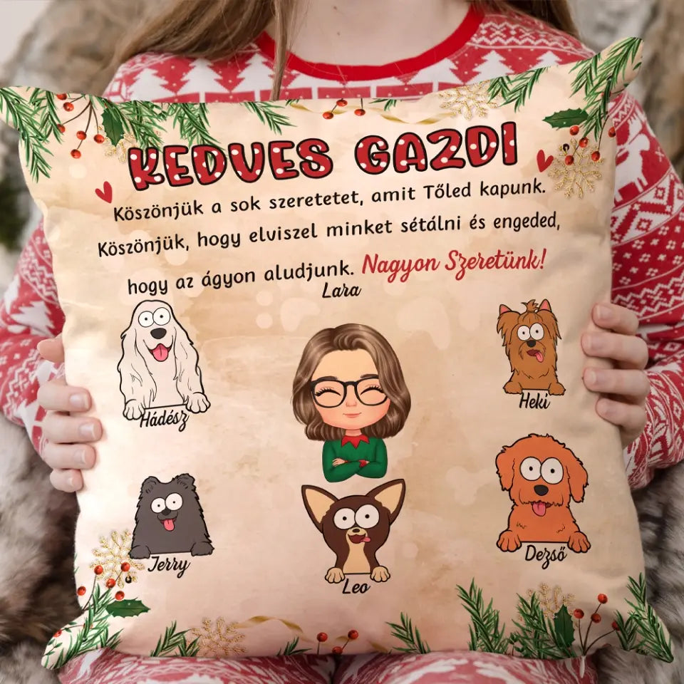 Egyedi gazdis párna gyerekeknek - karácsonyi kutyusok