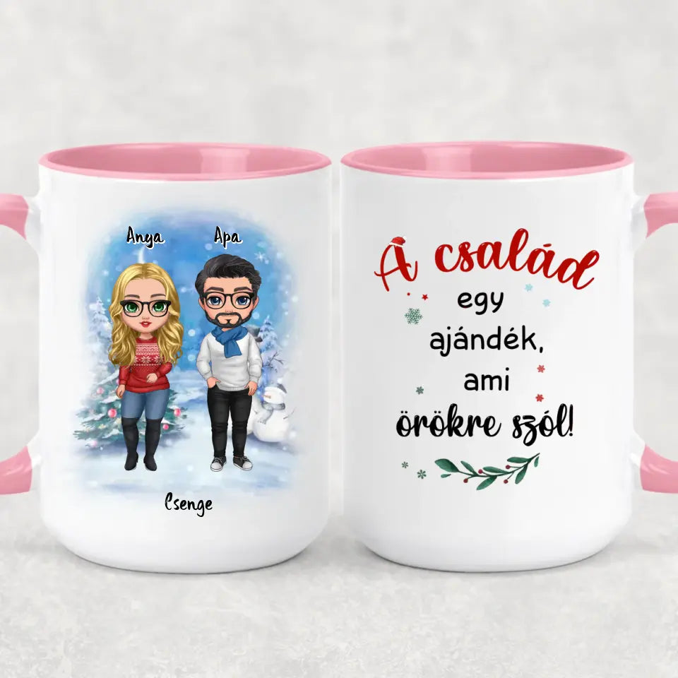 Egyedi karácsonyi bögre a családnak - szülők és gyermekek
