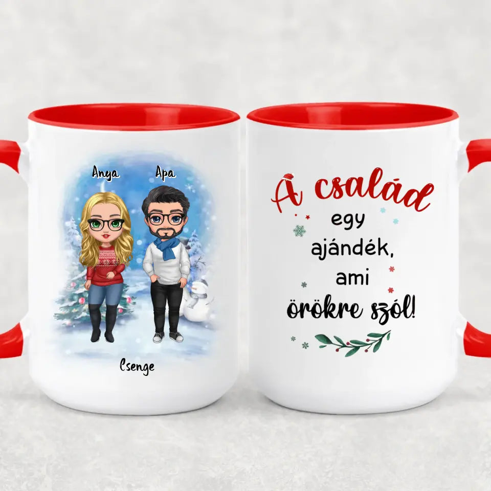 Egyedi karácsonyi bögre a családnak - szülők és gyermekek