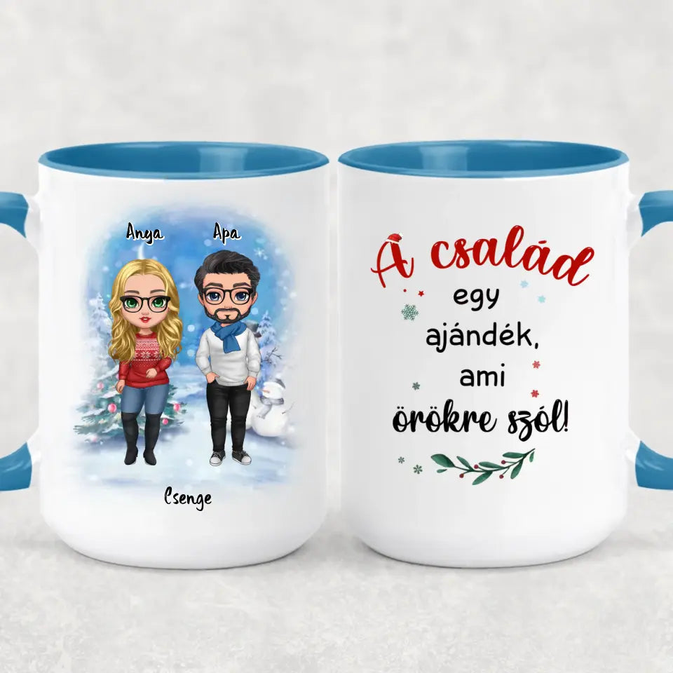 Egyedi karácsonyi bögre a családnak - szülők és gyermekek