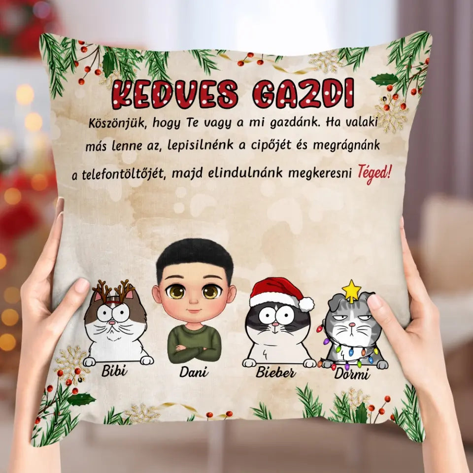 Egyedi gazdis párna gyerekeknek - karácsonyi cicák