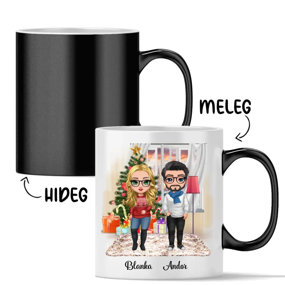 Egyedi karácsony bögre testvéreknek - chibi tesók