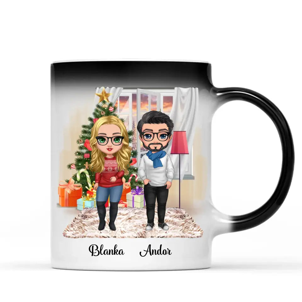 Egyedi karácsony bögre testvéreknek - chibi tesók