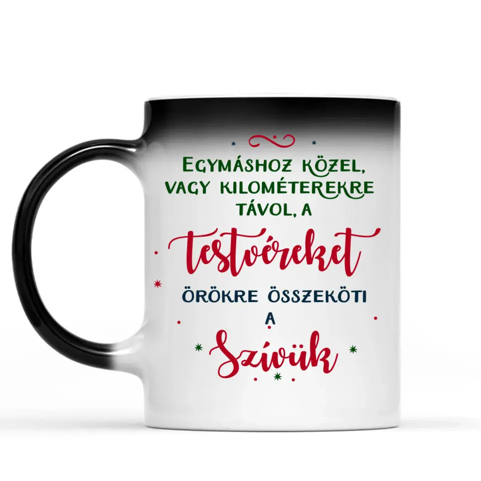 Egyedi karácsony bögre testvéreknek - chibi tesók