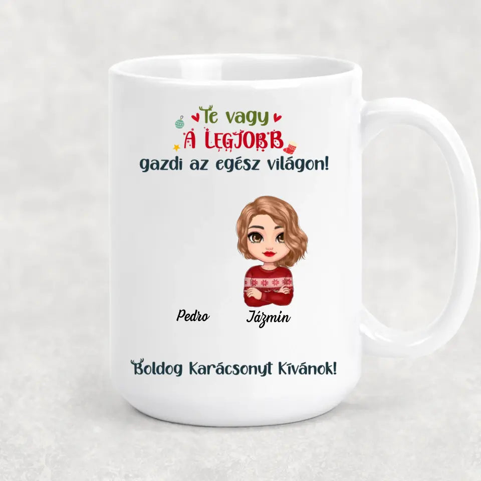 Egyedi karácsonyi bögre lány gazdiknak - akár 6 kedvenc