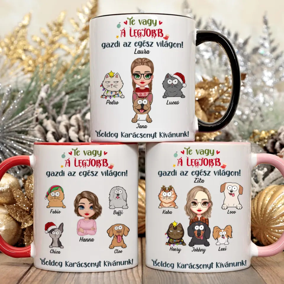 Egyedi karácsonyi bögre lány gazdiknak - akár 6 kedvenc