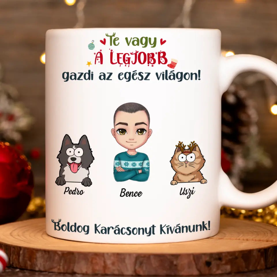 Egyedi karácsonyi bögre fiú gazdiknak - akár 6 kedvenc