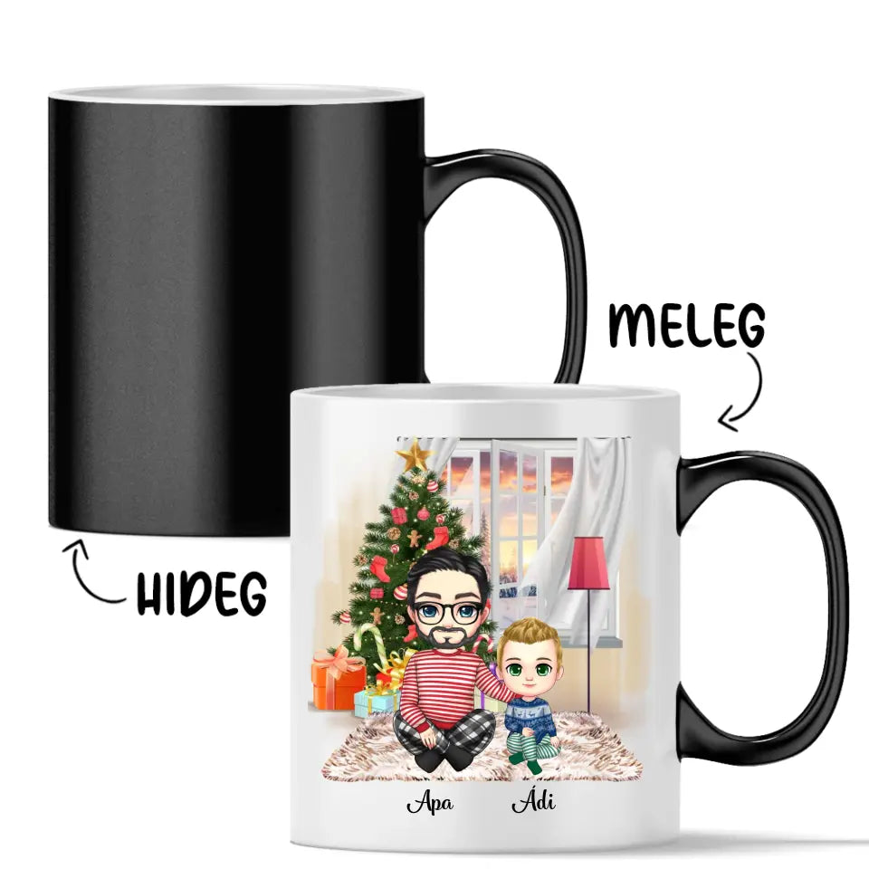 Egyedi karácsonyi bögre édesapáknak - chibi apa