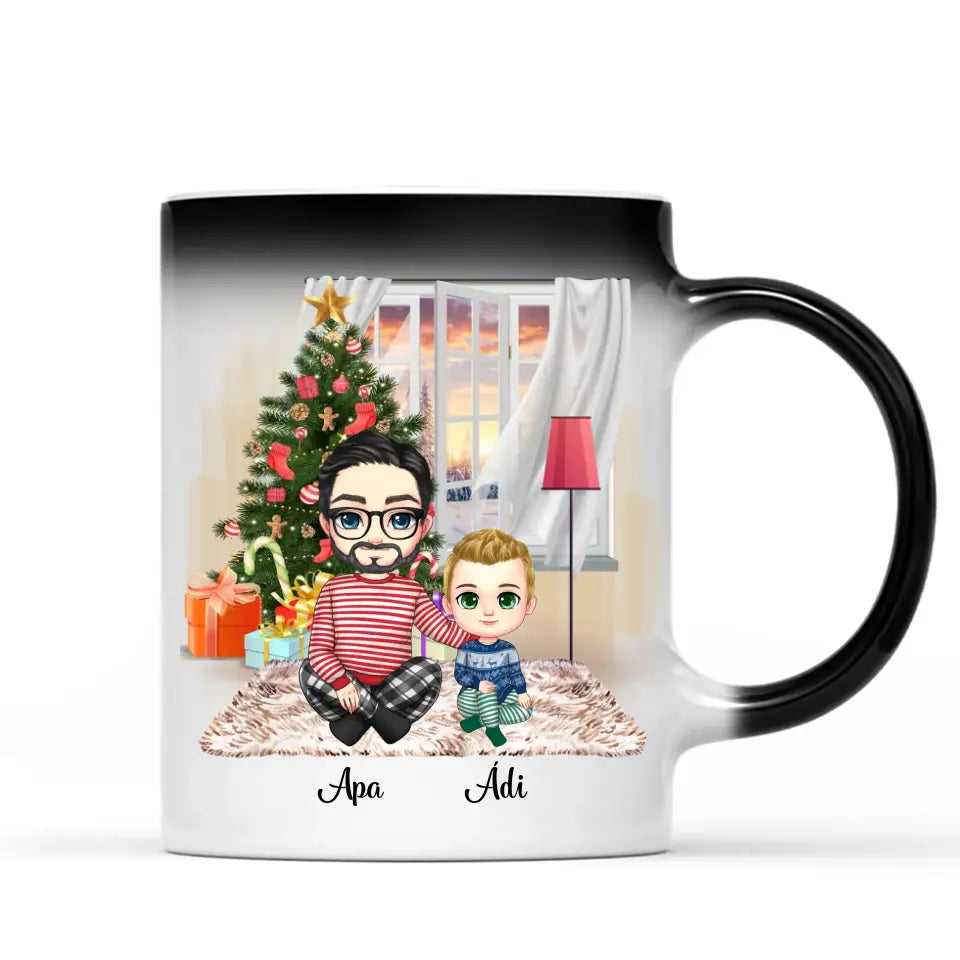Egyedi karácsonyi bögre édesapáknak - chibi apa