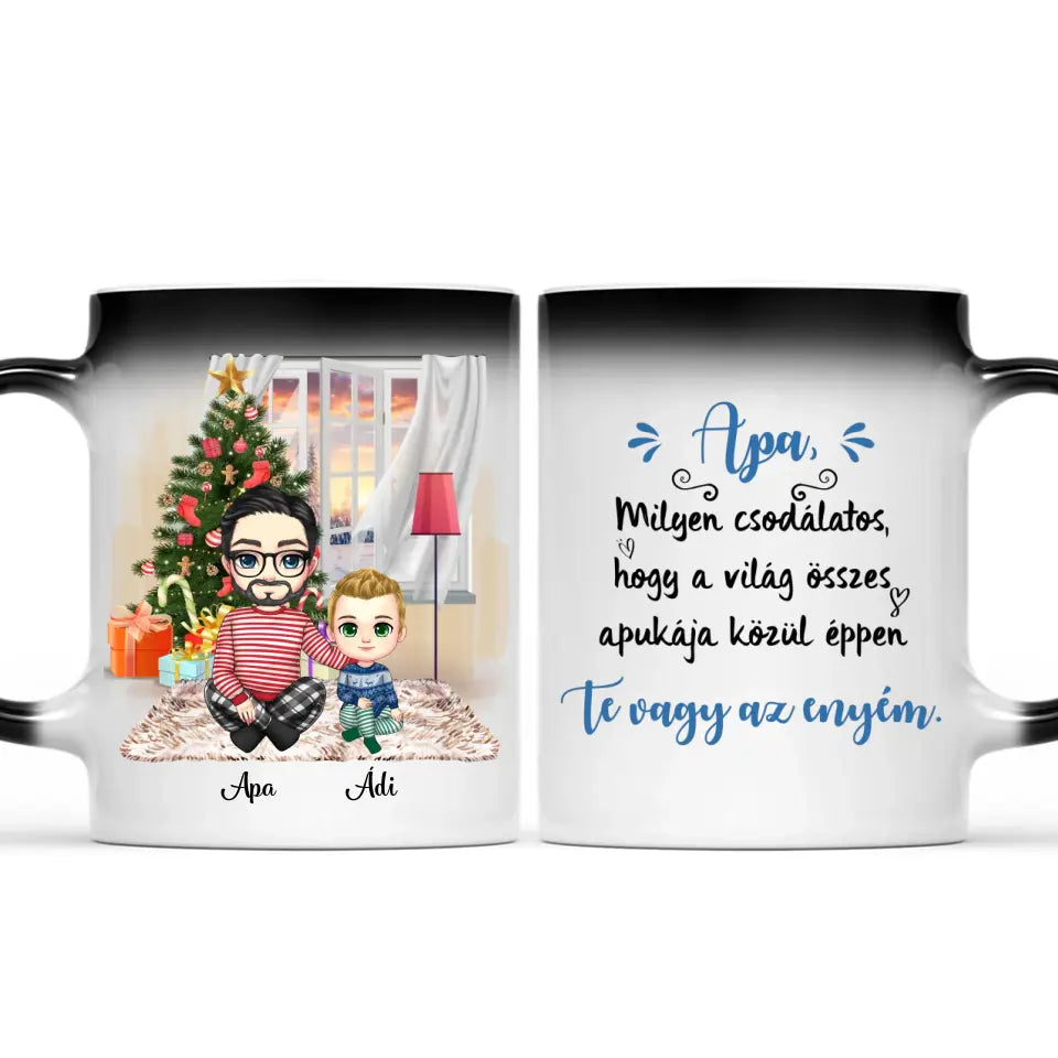 Egyedi karácsonyi bögre édesapáknak - chibi apa