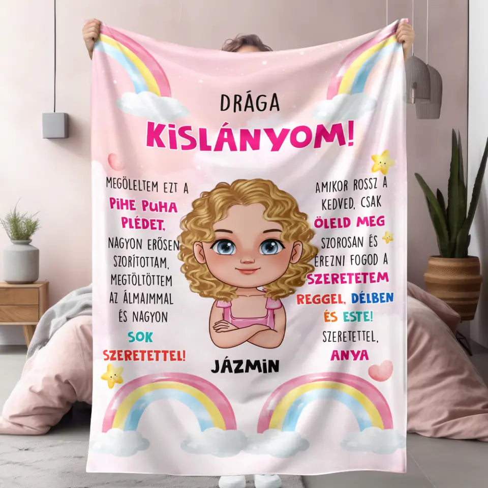 Egyedi pléd lány gyermeknek - megöleltem ezt a plédet