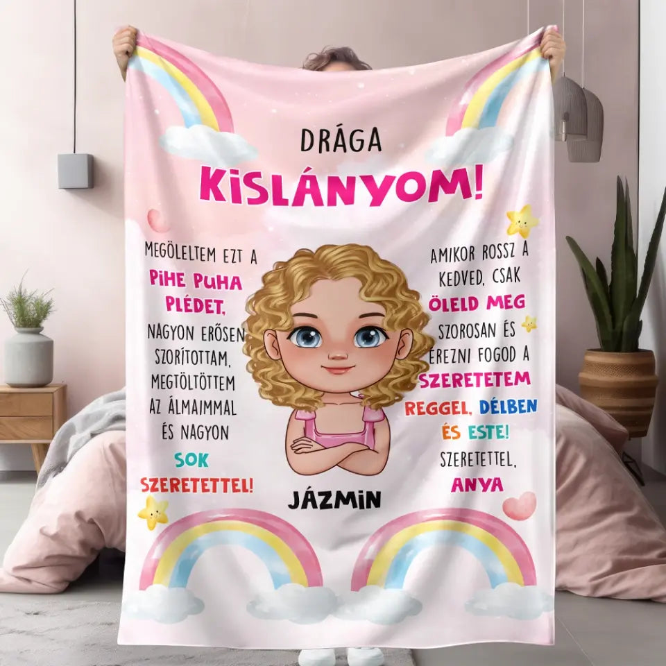 Egyedi pléd lány gyermeknek - megöleltem ezt a plédet