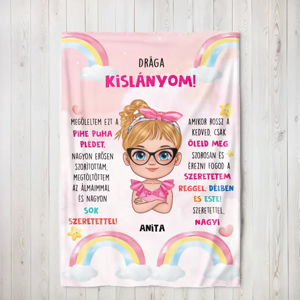 Egyedi pléd lány gyermeknek - megöleltem ezt a plédet