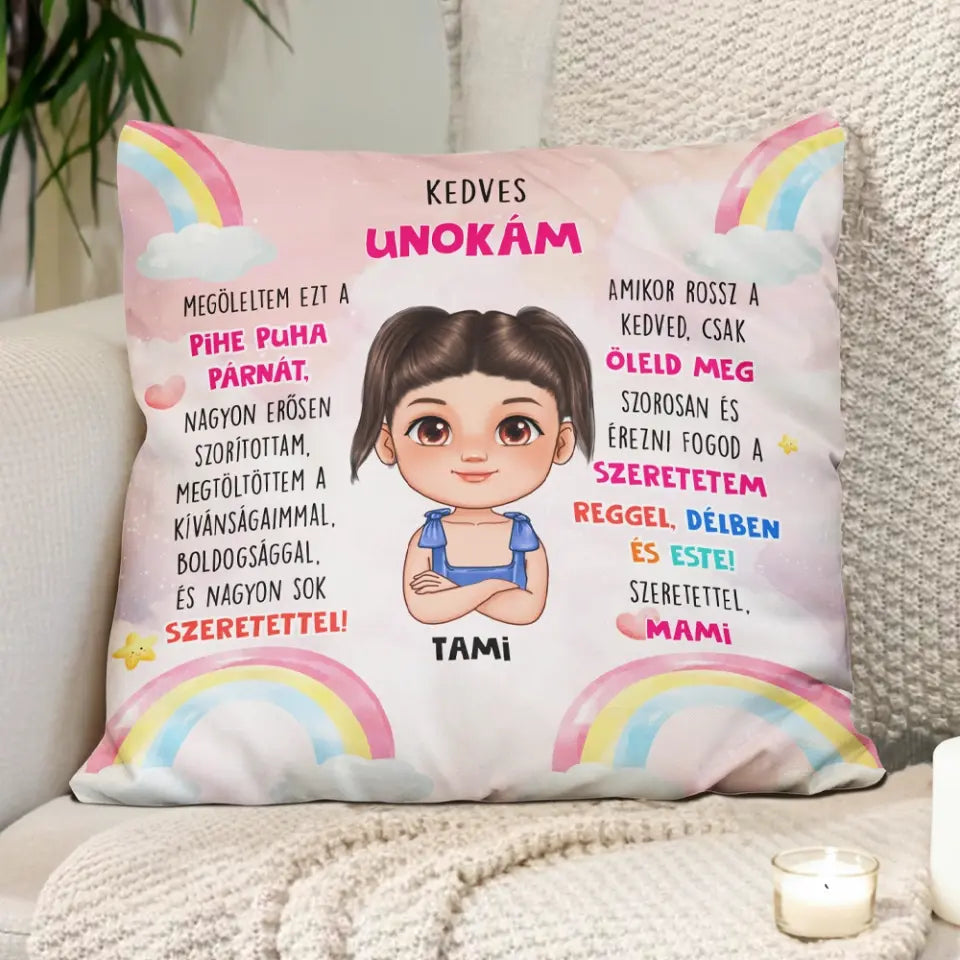 Egyedi párna lány gyermeknek - megöleltem ezt a párnát
