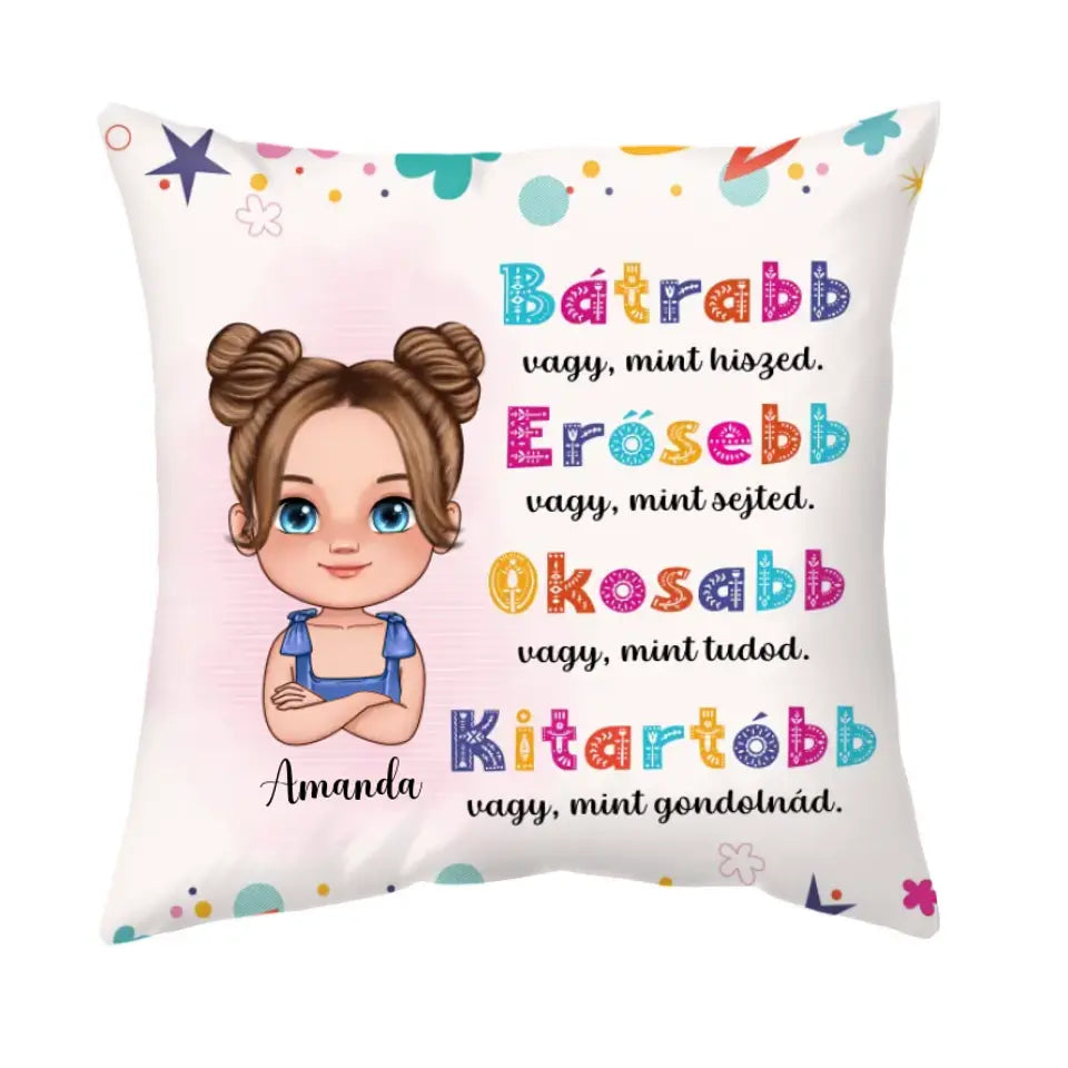 Egyedi motivációs párna lány gyermekeknek