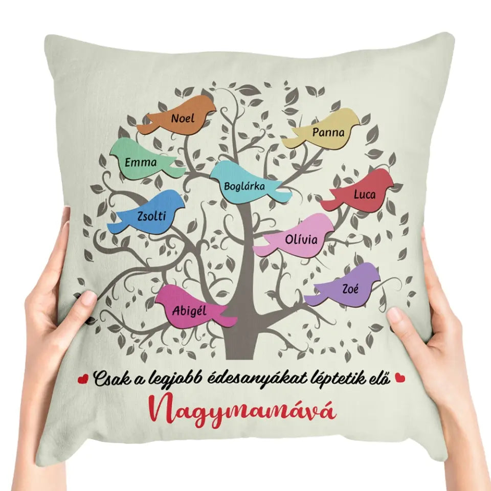 Egyedi párna nagymamáknak - nagyi madárkái