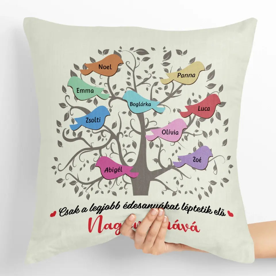 Egyedi párna nagymamáknak - nagyi madárkái